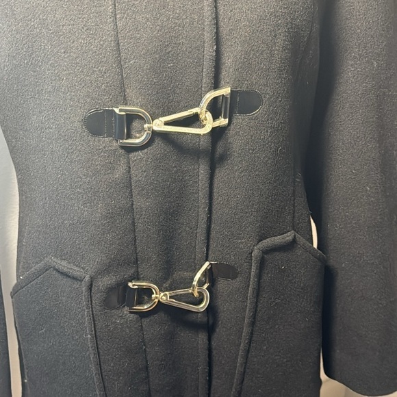 Calvin Klein Wool blend black clip/zipper front closure detachable hoodie coat 6 - Picture 3 of 13